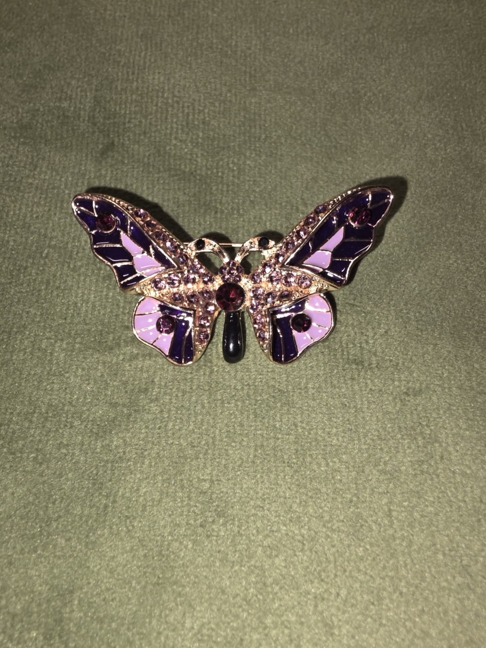 Source Unknown Purple and Pink Butterfly Brooch